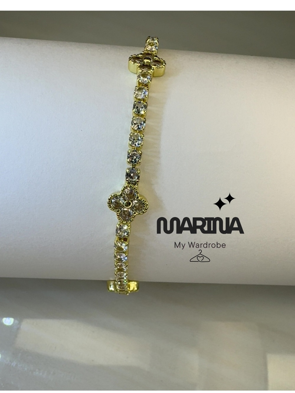 MARINA Gold Crystal Bracelet - Gold Rhinestone Tennis Bracelet